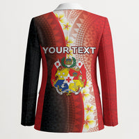 Personalised Tonga Emancipation Day Blazer Tongan Ngatu Pattern With Plumeria LT05 - Polynesian Pride