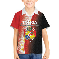 Personalised Tonga Emancipation Day Kid Hawaiian Shirt Tongan Ngatu Pattern With Plumeria LT05 Kid Red - Polynesian Pride