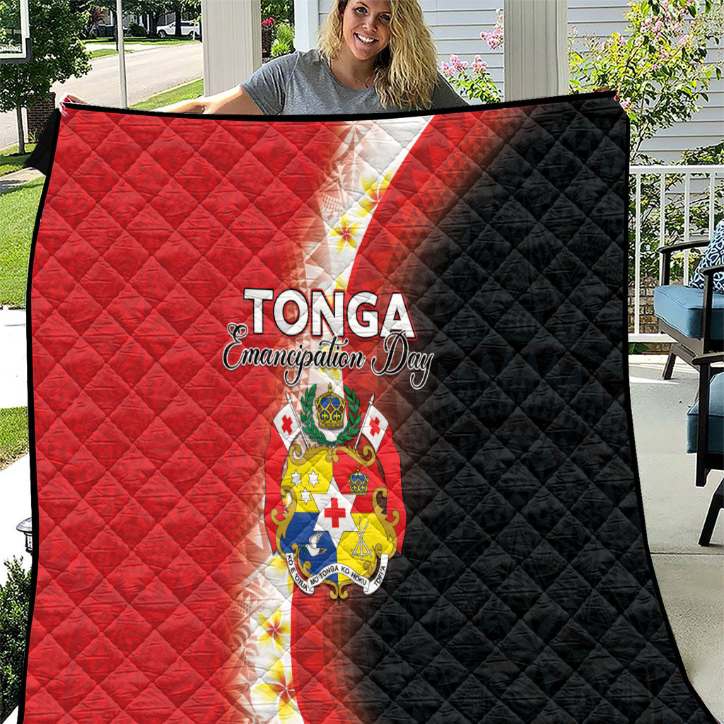 Tonga Emancipation Day Quilt Tongan Ngatu Pattern With Plumeria LT05 Red - Polynesian Pride