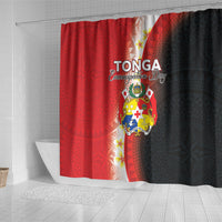 Tonga Emancipation Day Shower Curtain Tongan Ngatu Pattern With Plumeria LT05 - Polynesian Pride