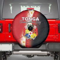 Tonga Emancipation Day Spare Tire Cover Tongan Ngatu Pattern With Plumeria LT05 - Polynesian Pride