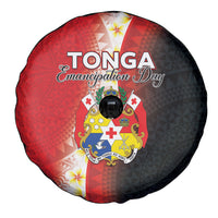 Tonga Emancipation Day Spare Tire Cover Tongan Ngatu Pattern With Plumeria LT05 - Polynesian Pride