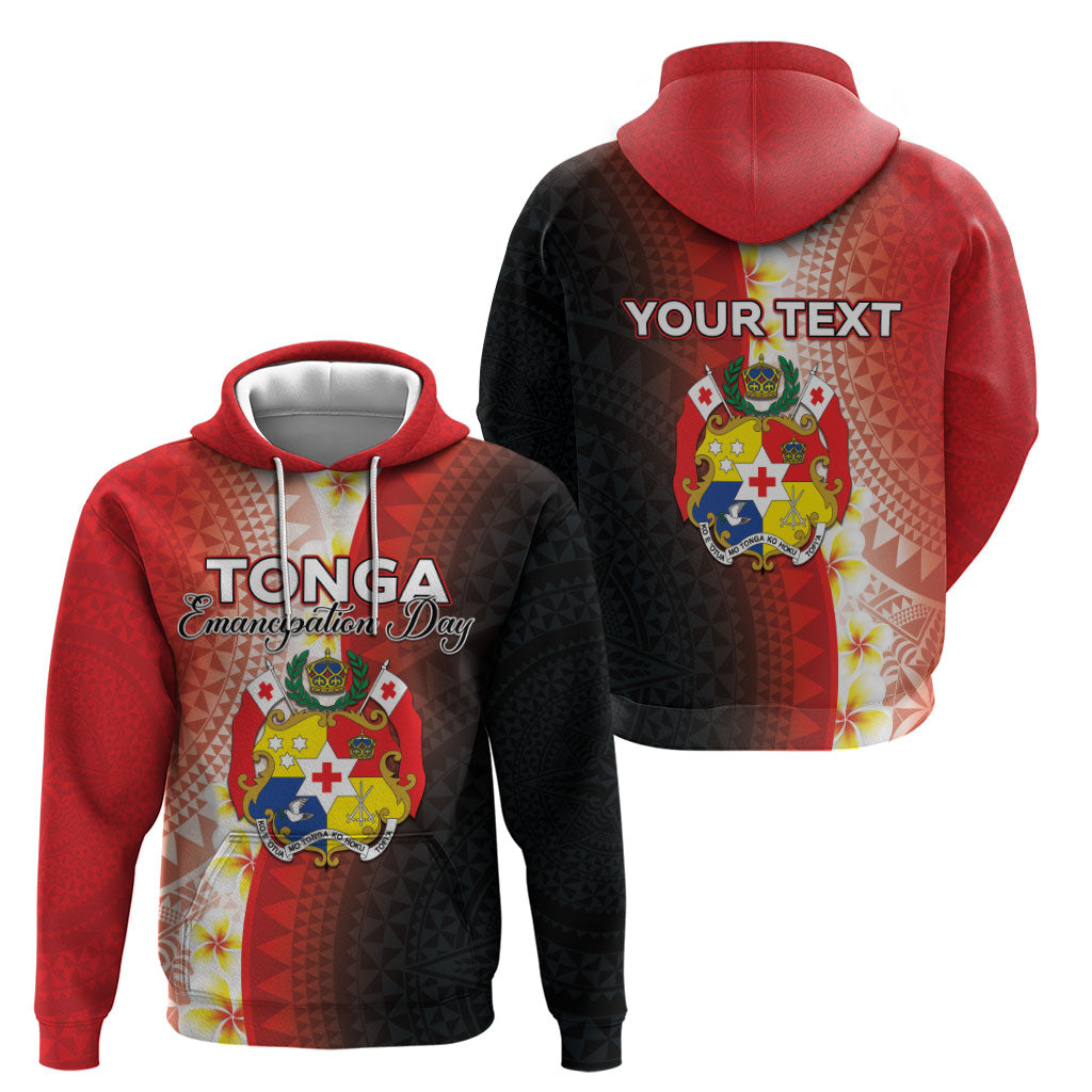 Personalised Tonga Emancipation Day Zip Hoodie Tongan Ngatu Pattern With Plumeria LT05 - Polynesian Pride
