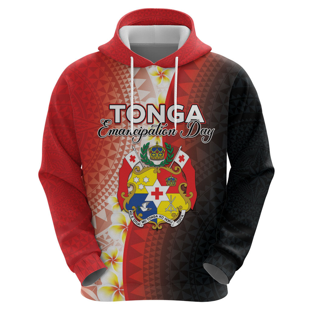 Personalised Tonga Emancipation Day Zip Hoodie Tongan Ngatu Pattern With Plumeria LT05 - Polynesian Pride