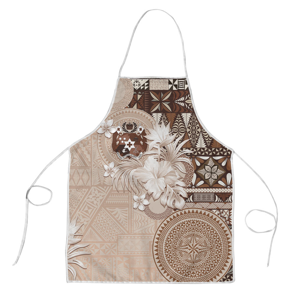 Tonga Ngatu Motifs Apron With Coat Of Arms Beige LT05 Beige - Polynesian Pride