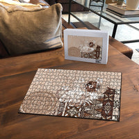 Tonga Ngatu Motifs Puzzle With Coat Of Arms Beige LT05 - Polynesian Pride