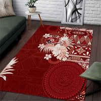 Tonga Ngatu Motifs Area Rug With Coat Of Arms Red LT05 Red - Polynesian Pride