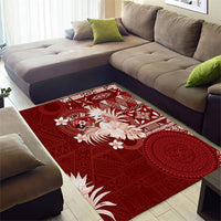 Tonga Ngatu Motifs Area Rug With Coat Of Arms Red LT05 - Polynesian Pride
