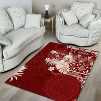 Tonga Ngatu Motifs Area Rug With Coat Of Arms Red LT05 - Polynesian Pride