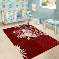 Tonga Ngatu Motifs Area Rug With Coat Of Arms Red LT05 - Polynesian Pride