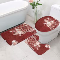 Tonga Ngatu Motifs Bathroom Set With Coat Of Arms Red LT05 - Polynesian Pride