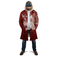 Tonga Ngatu Motifs Cloak With Coat Of Arms Red LT05 - Polynesian Pride