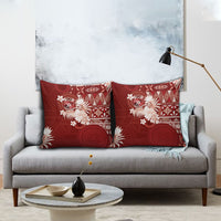 Tonga Ngatu Motifs Pillow Cover With Coat Of Arms Red LT05 - Polynesian Pride