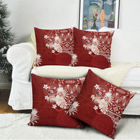Tonga Ngatu Motifs Pillow Cover With Coat Of Arms Red LT05 - Polynesian Pride