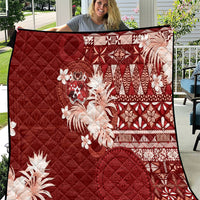Tonga Ngatu Motifs Quilt With Coat Of Arms Red LT05 Red - Polynesian Pride