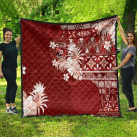 Tonga Ngatu Motifs Quilt With Coat Of Arms Red LT05 - Polynesian Pride