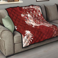 Tonga Ngatu Motifs Quilt With Coat Of Arms Red LT05 - Polynesian Pride