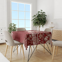 Tonga Ngatu Motifs Tablecloth With Coat Of Arms Red LT05 - Polynesian Pride