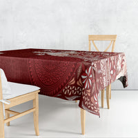 Tonga Ngatu Motifs Tablecloth With Coat Of Arms Red LT05 - Polynesian Pride
