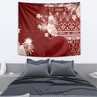 Tonga Ngatu Motifs Tapestry With Coat Of Arms Red LT05 - Polynesian Pride