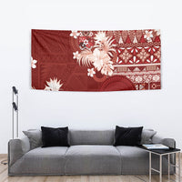 Tonga Ngatu Motifs Tapestry With Coat Of Arms Red LT05 - Polynesian Pride