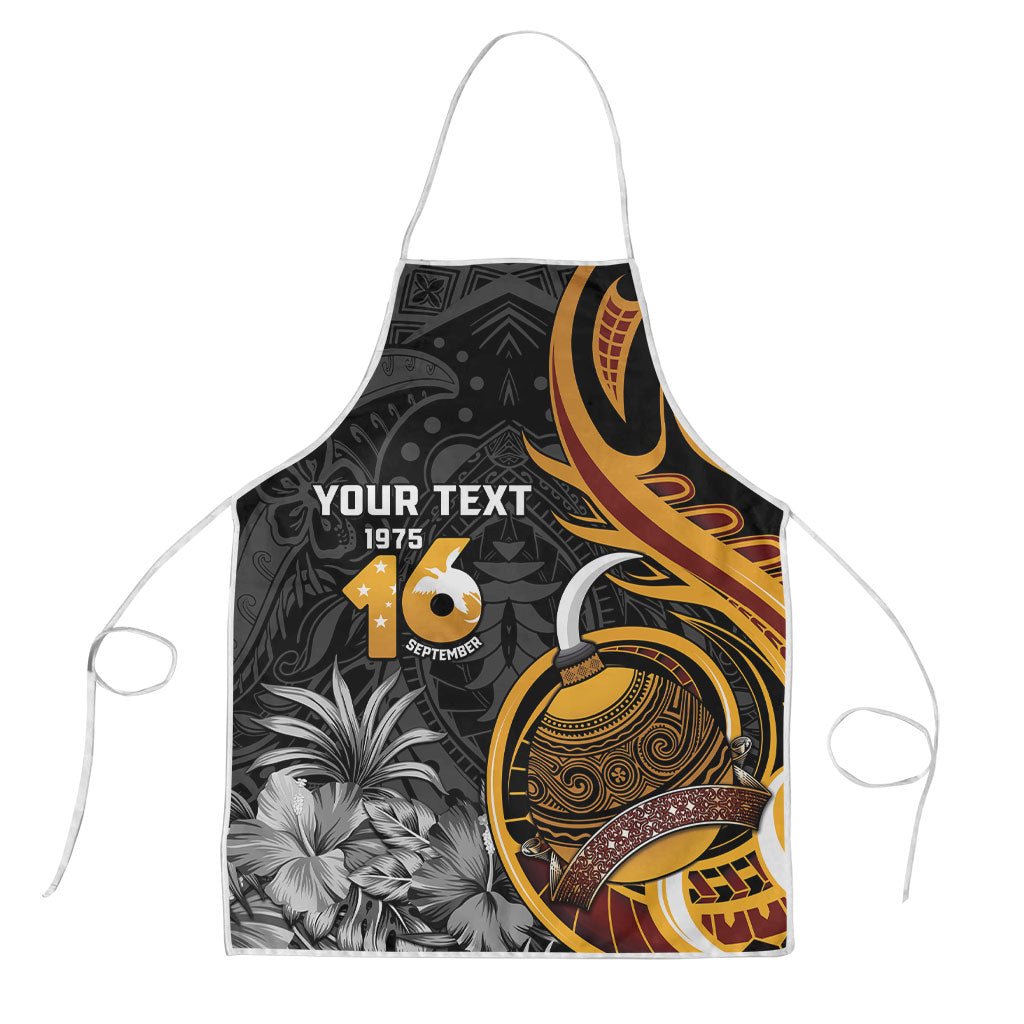 Personalised Papua New Guinea Apron Happy Independence Day LT05 Black - Polynesian Pride