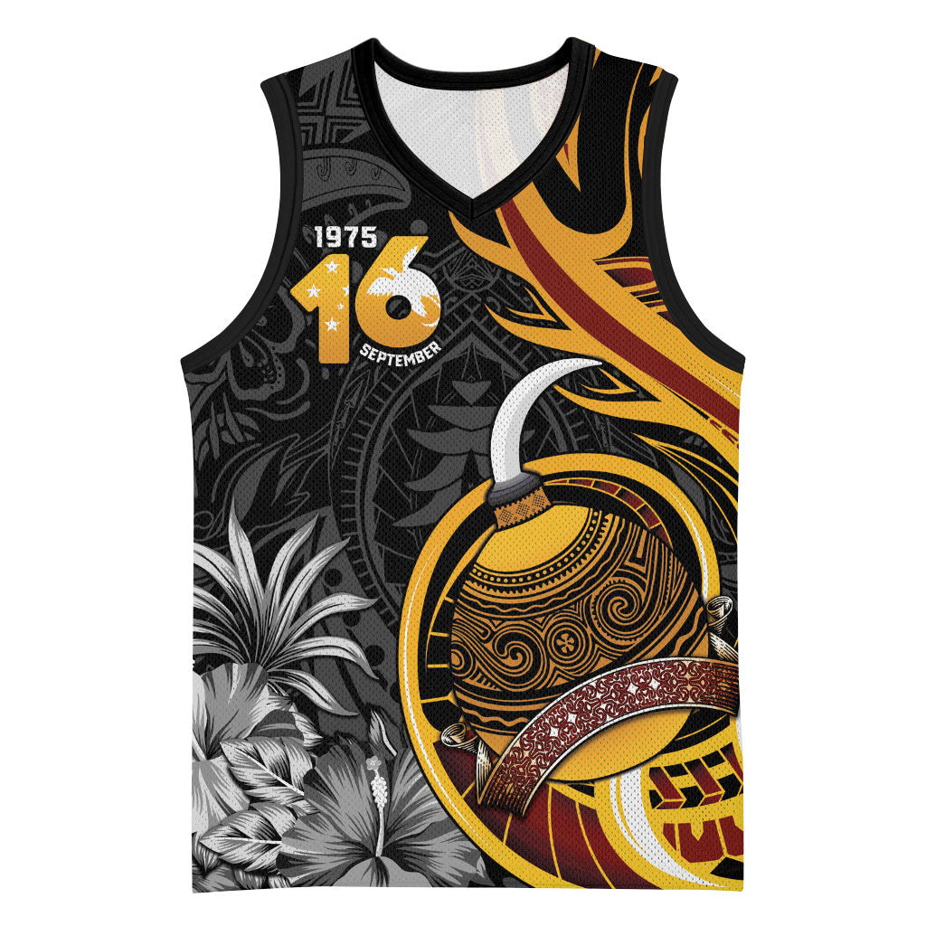 Personalised Papua New Guinea Basketball Jersey Happy Independence Day LT05 Unisex Black - Polynesian Pride
