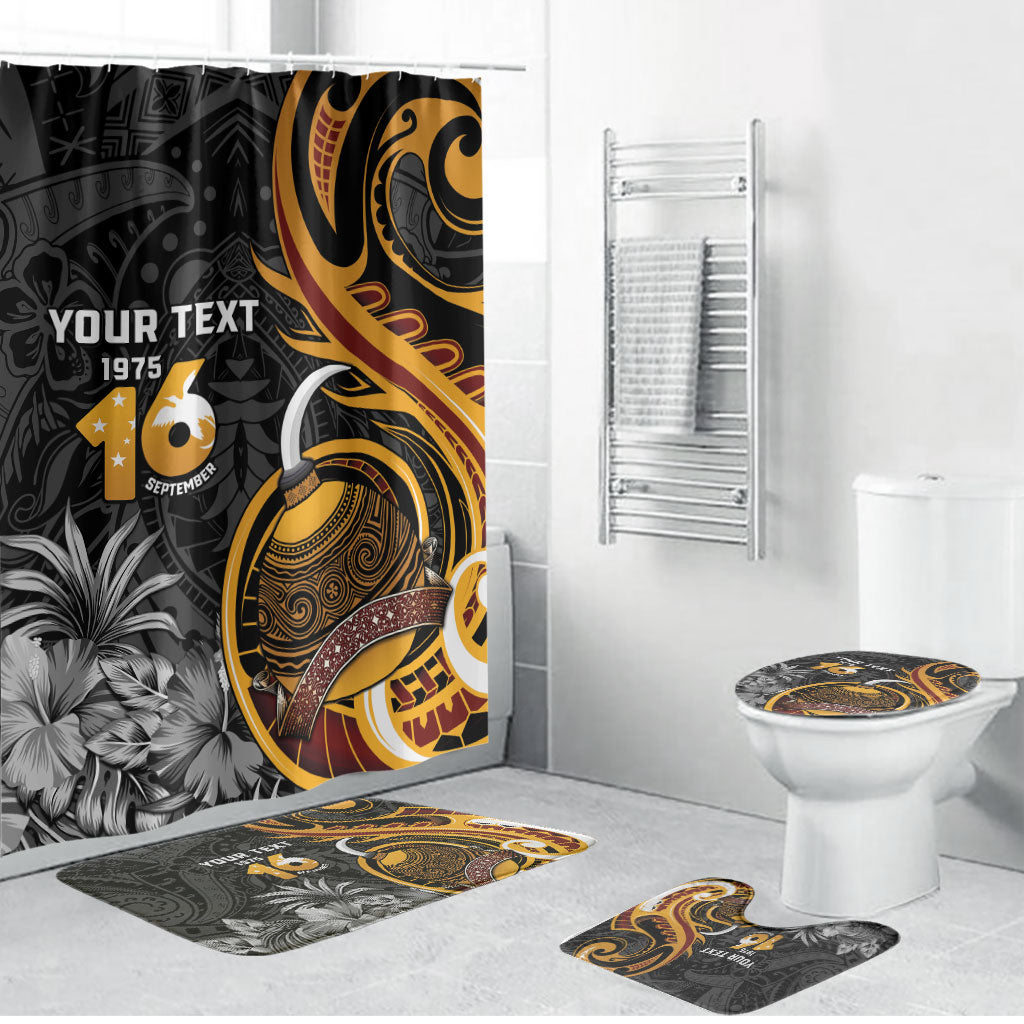 Personalised Papua New Guinea Bathroom Set Happy Independence Day LT05 Bathroom Set (4 pcs) Black - Polynesian Pride