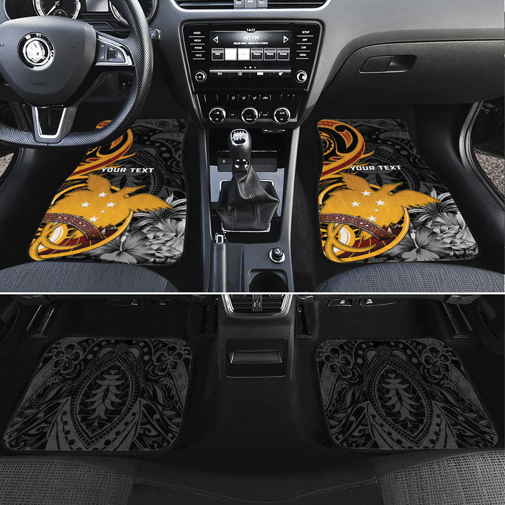 Personalised Papua New Guinea Car Mats Happy Independence Day LT05 Set 4pcs Black - Polynesian Pride