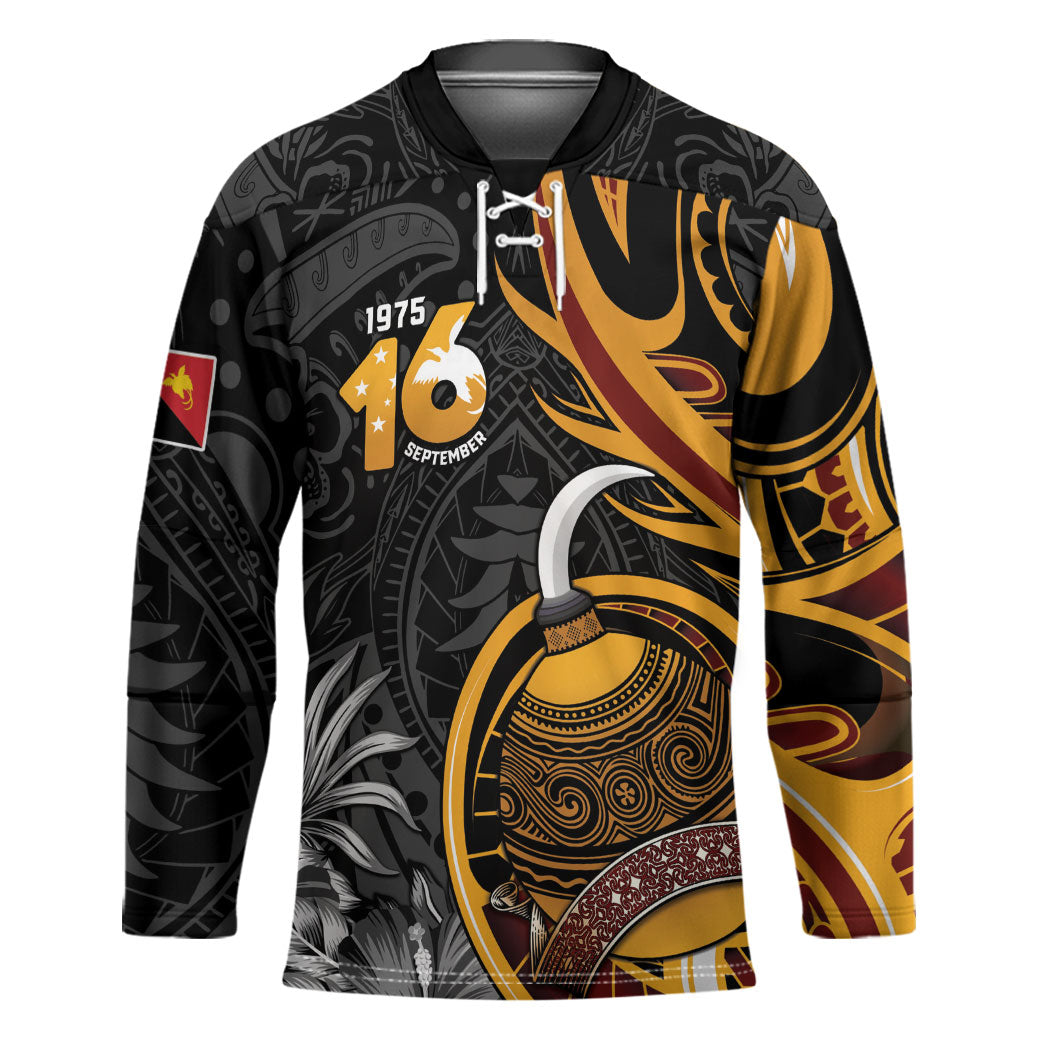 Personalised Papua New Guinea Hockey Jersey Happy Independence Day LT05 Unisex Black - Polynesian Pride