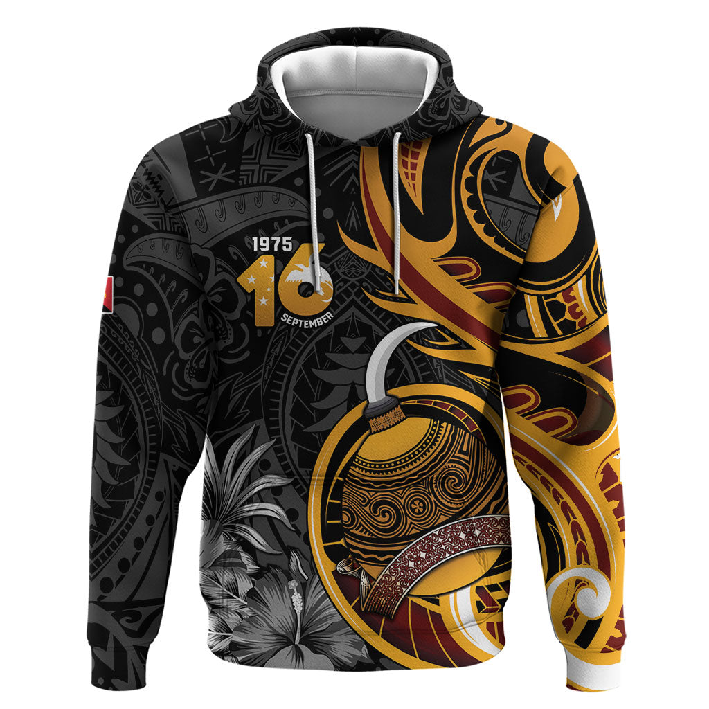 Personalised Papua New Guinea Hoodie Happy Independence Day LT05 Pullover Hoodie Black - Polynesian Pride