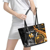 Personalised Papua New Guinea Leather Tote Bag Happy Independence Day LT05 - Polynesian Pride