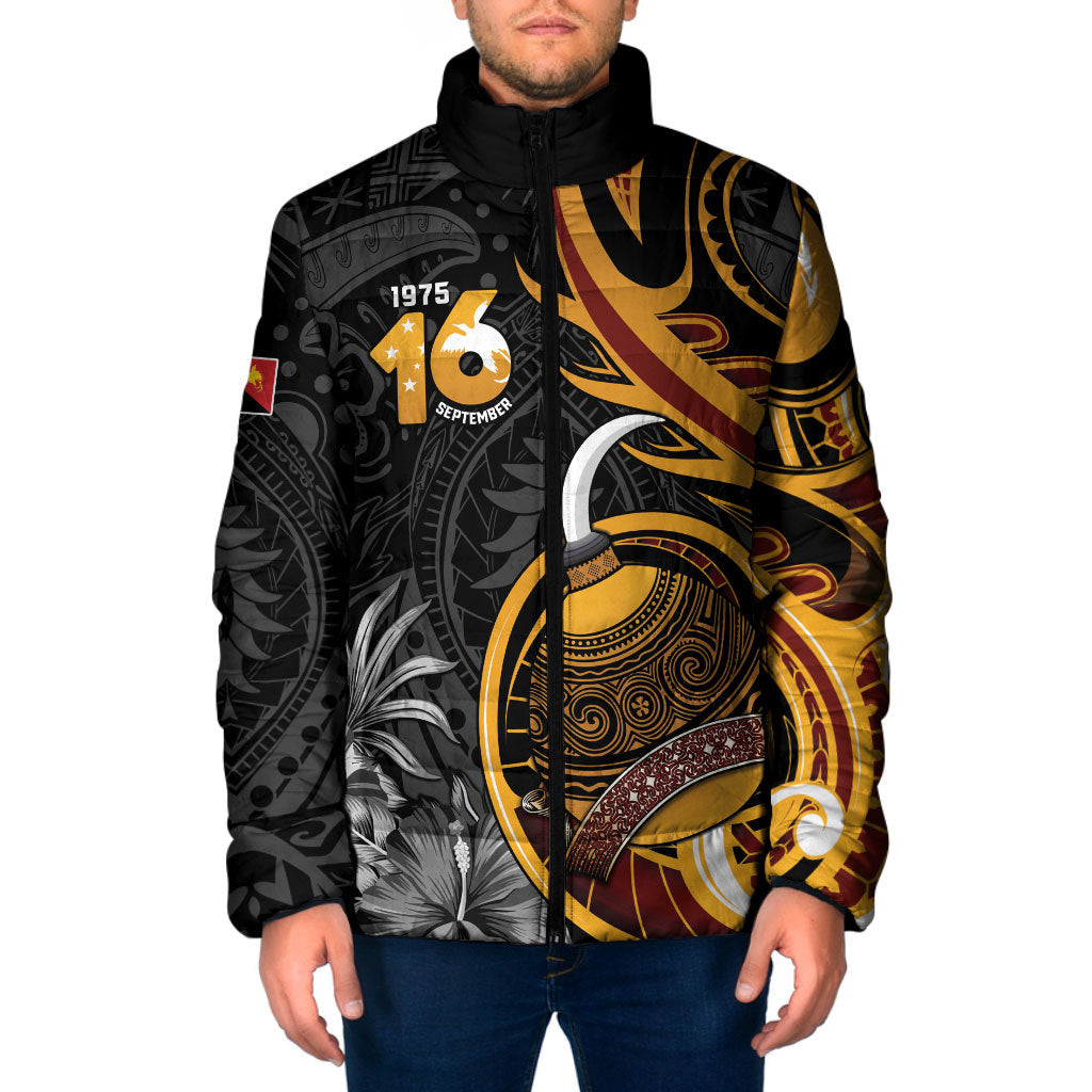 Personalised Papua New Guinea Padded Jacket Happy Independence Day LT05 Black - Polynesian Pride