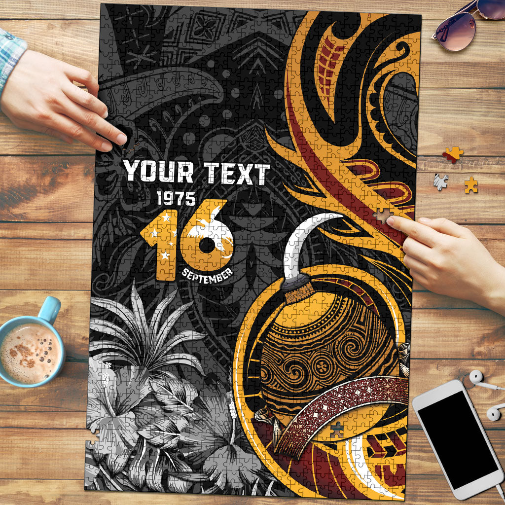 Personalised Papua New Guinea Puzzle Happy Independence Day LT05 Black - Polynesian Pride