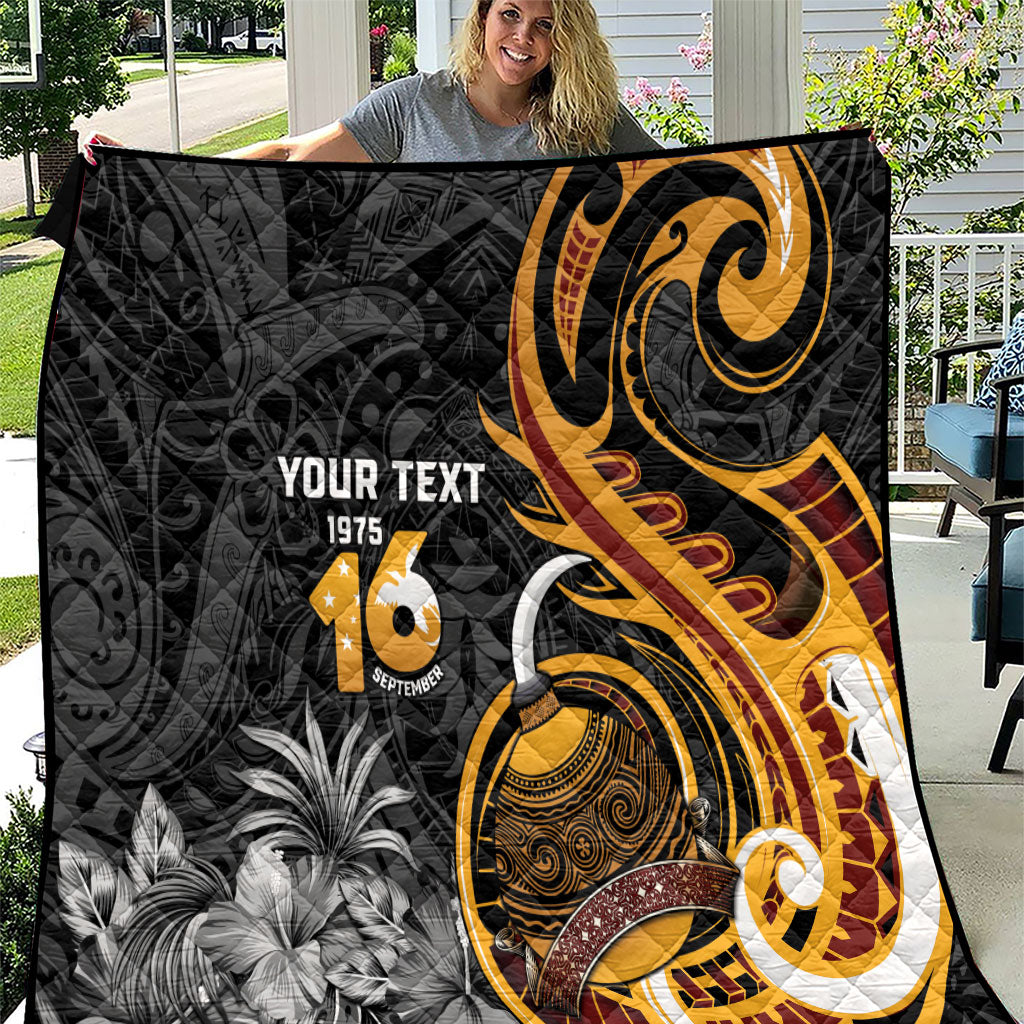Personalised Papua New Guinea Quilt Happy Independence Day LT05 Black - Polynesian Pride