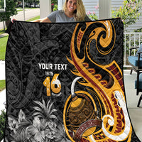 Personalised Papua New Guinea Quilt Happy Independence Day LT05 Black - Polynesian Pride