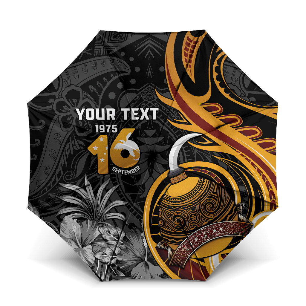 Personalised Papua New Guinea Umbrella Happy Independence Day LT05 One Size Folded 11.42 inch Opened Diameter 37.4 inch Black - Polynesian Pride