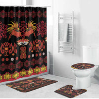 Papua Batik Motif Bathroom Set Papua Spirit Black Version LT05 Bathroom Set (4 pcs) Black - Polynesian Pride