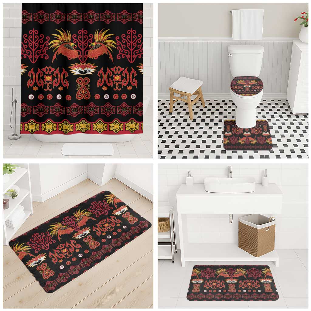 Papua Batik Motif Bathroom Set Papua Spirit Black Version LT05 - Polynesian Pride