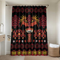 Papua Batik Motif Bathroom Set Papua Spirit Black Version LT05 Shower Curtain Only Black - Polynesian Pride