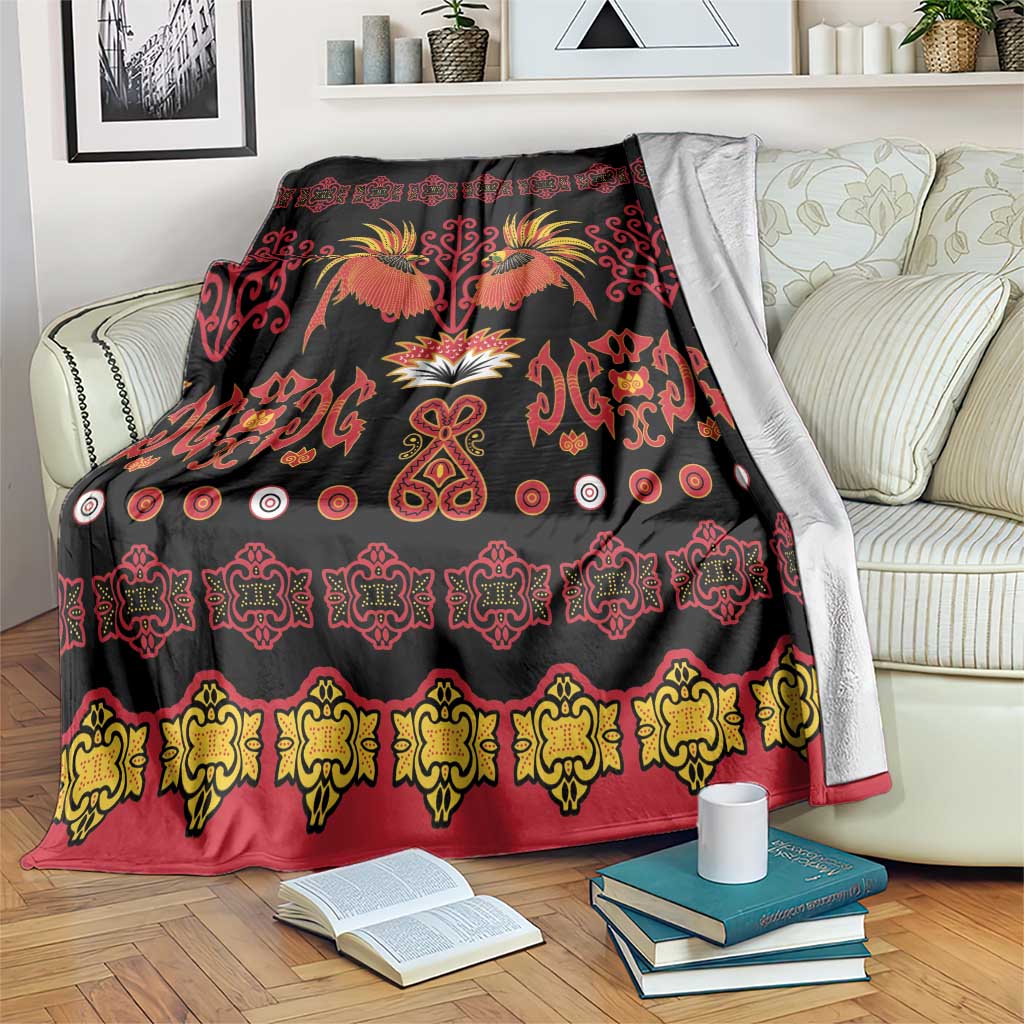 Papua Batik Motif Blanket Papua Spirit Black Version LT05 Black - Polynesian Pride
