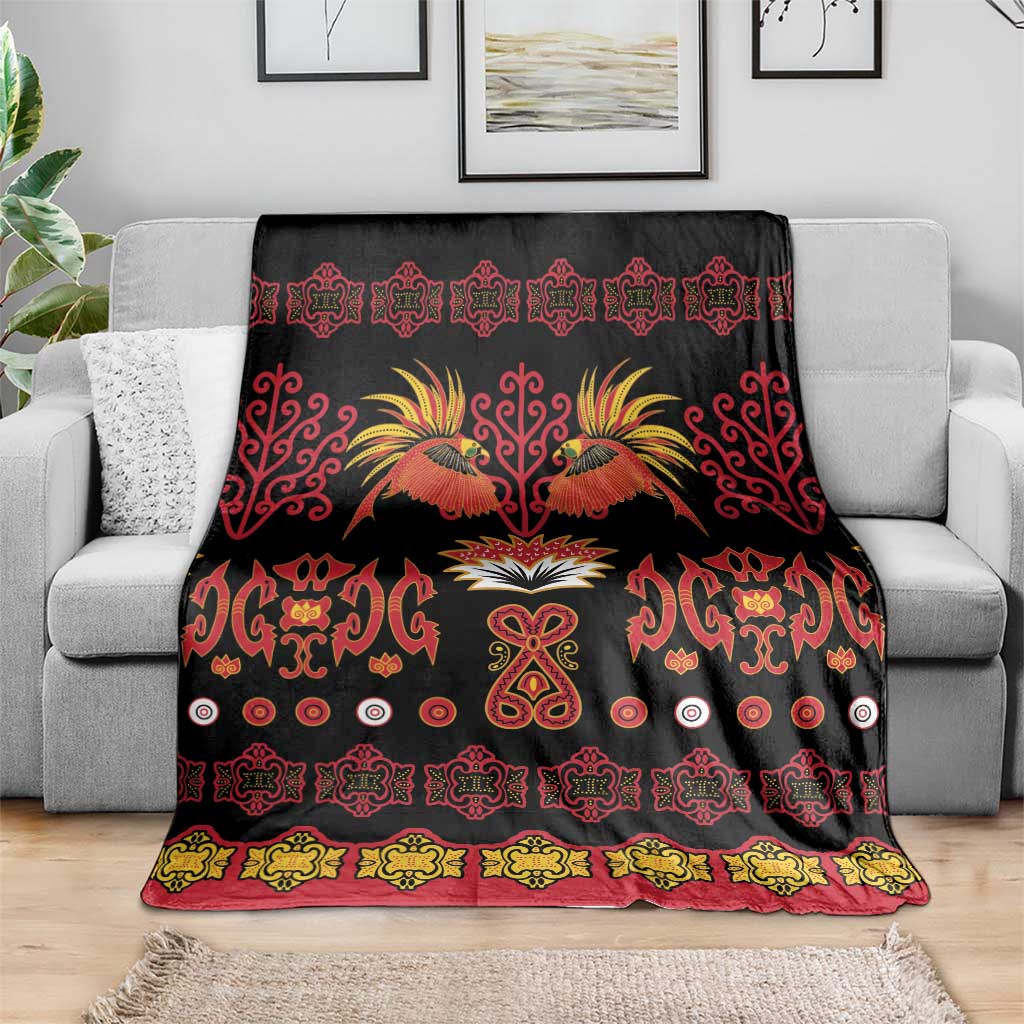 Papua Batik Motif Blanket Papua Spirit Black Version LT05 - Polynesian Pride
