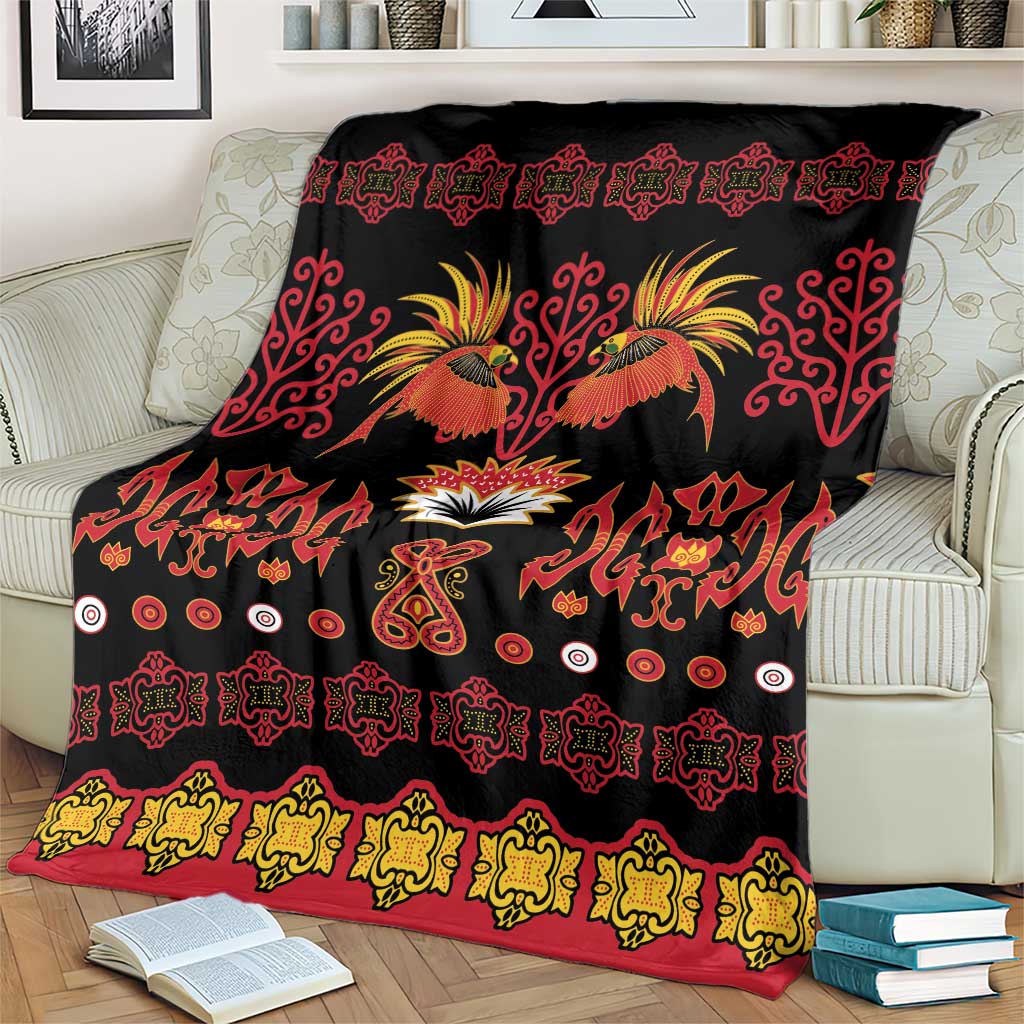Papua Batik Motif Blanket Papua Spirit Black Version LT05 - Polynesian Pride