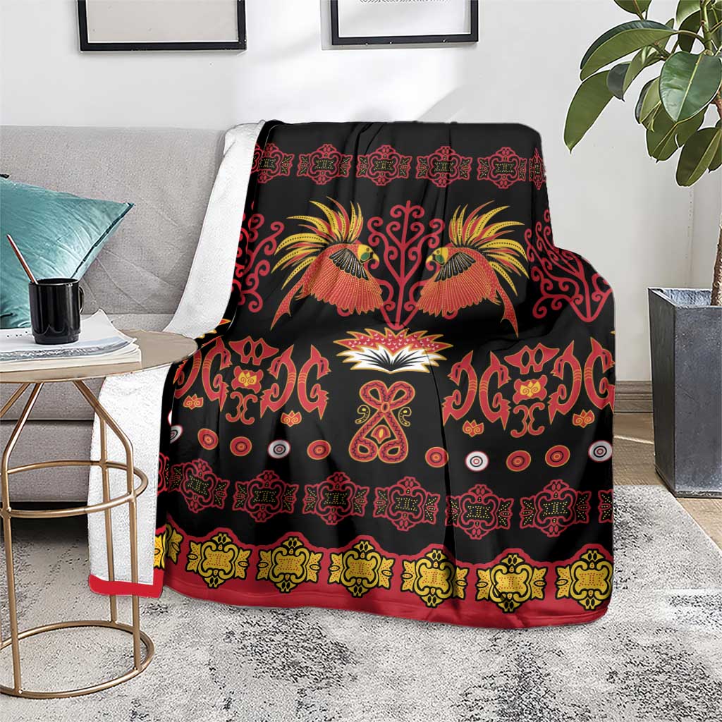 Papua Batik Motif Blanket Papua Spirit Black Version LT05 - Polynesian Pride