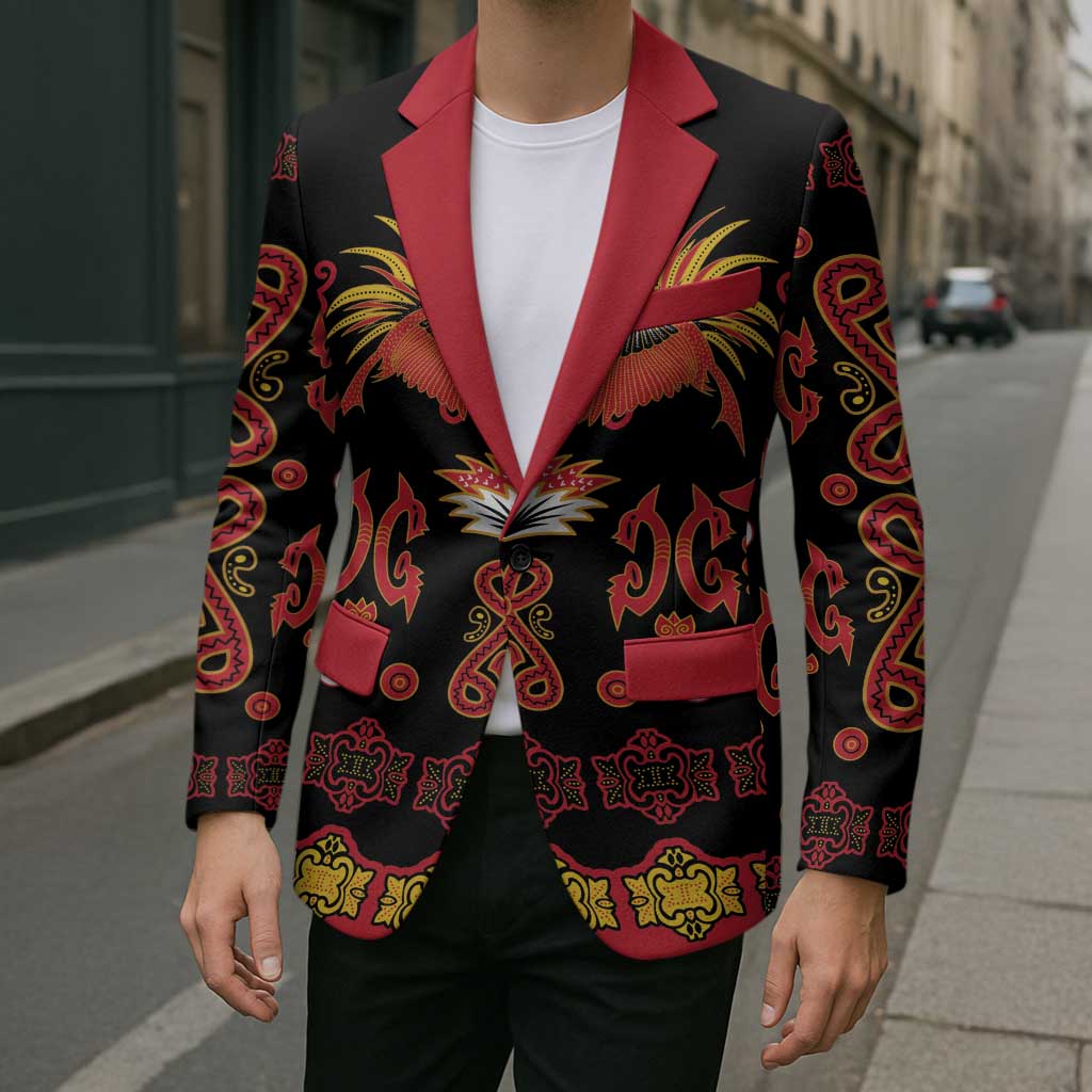 Papua Batik Motif Blazer Papua Spirit Black Version LT05 - Polynesian Pride