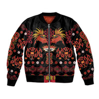 Papua Batik Motif Bomber Jacket Papua Spirit Black Version LT05 Unisex Black - Polynesian Pride
