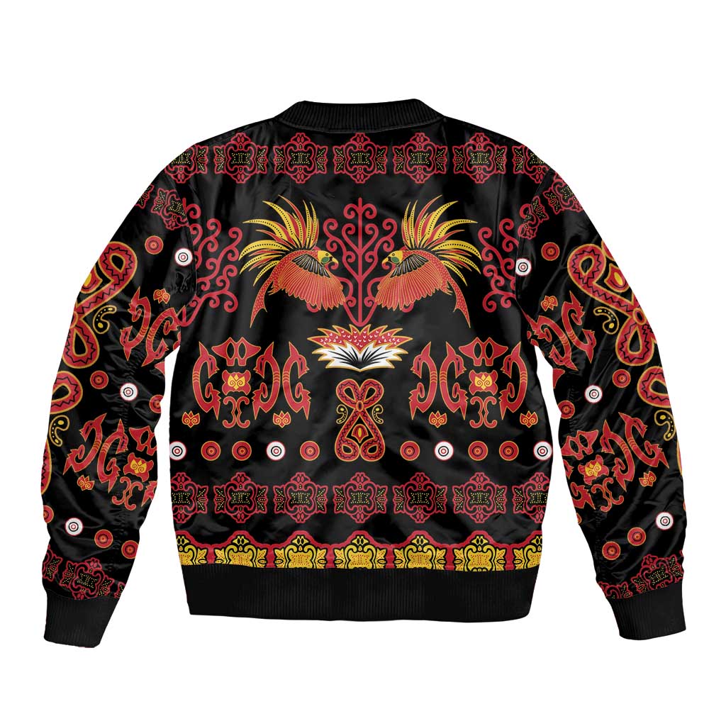 Papua Batik Motif Bomber Jacket Papua Spirit Black Version LT05 - Polynesian Pride