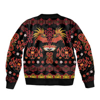 Papua Batik Motif Bomber Jacket Papua Spirit Black Version LT05 - Polynesian Pride