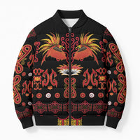 Papua Batik Motif Bomber Puffer Jacket Papua Spirit Black Version LT05 Unisex Black - Polynesian Pride