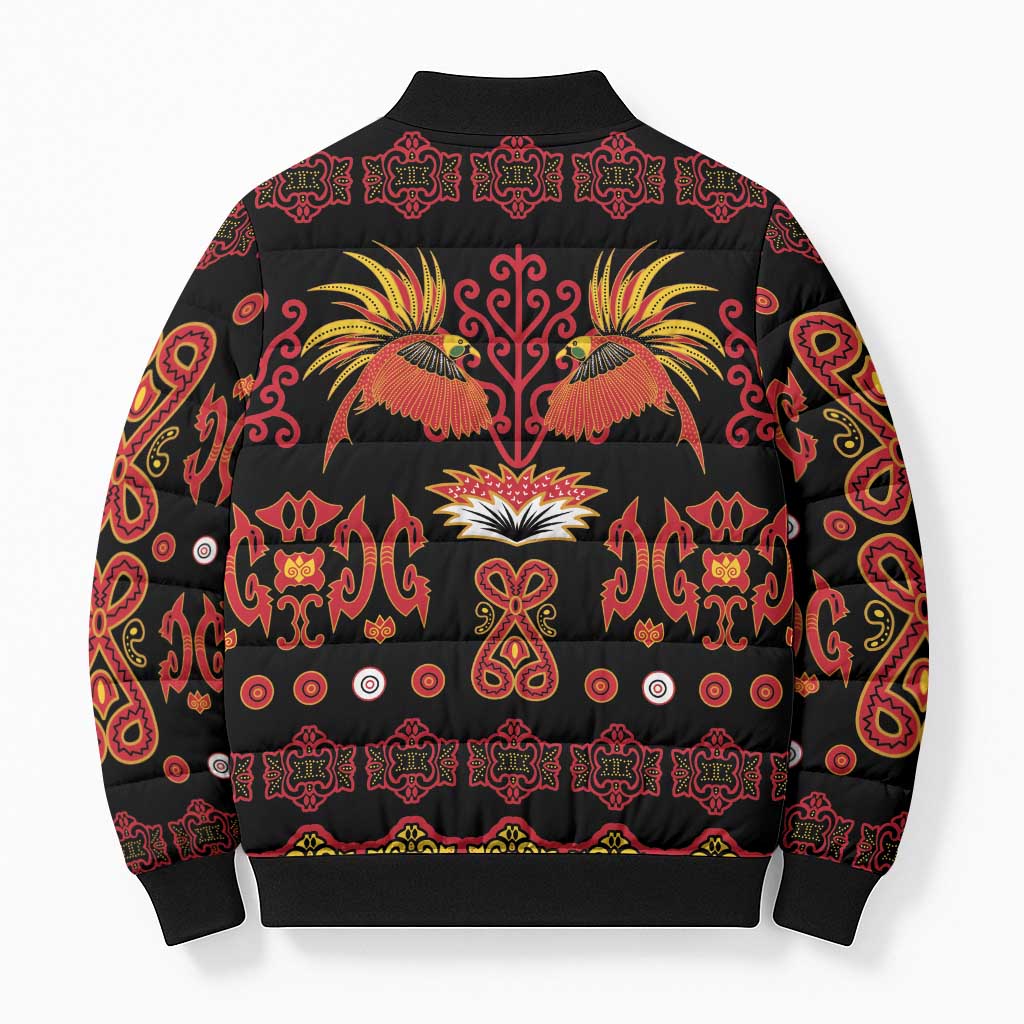 Papua Batik Motif Bomber Puffer Jacket Papua Spirit Black Version LT05 - Polynesian Pride